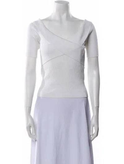 Pre-owned Sandro One-shoulder Short Sleeve Crop Top In Neutral