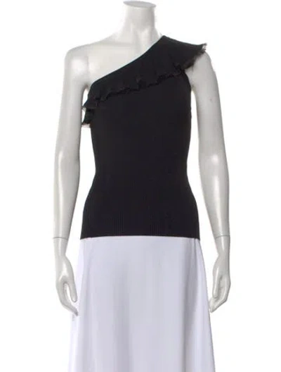 Pre-owned Sandro One-shoulder Sleeveless Top W/ Tags In Black