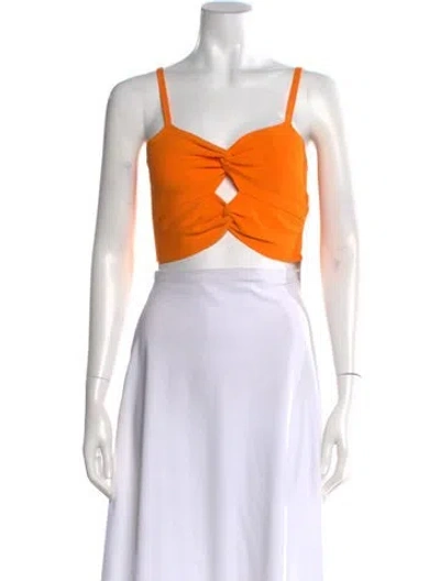 Pre-owned Sandro Open Front Sleeveless Crop Top In Orange