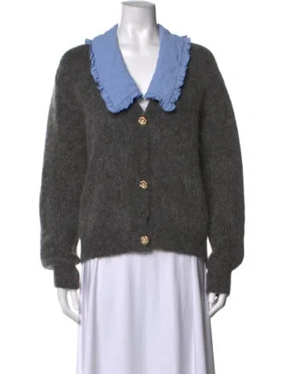 Pre-owned Sandro Open Front Sweater In Grey