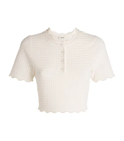 Sandro Open-knit Crop Top In Neutral