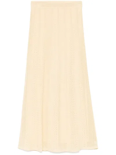 Sandro Open-knit Midi Skirt In Gold