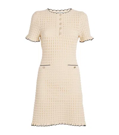 Sandro Open-knit Mini Dress In Beige
