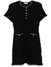 Sandro Open Knit Mini Dress In Black