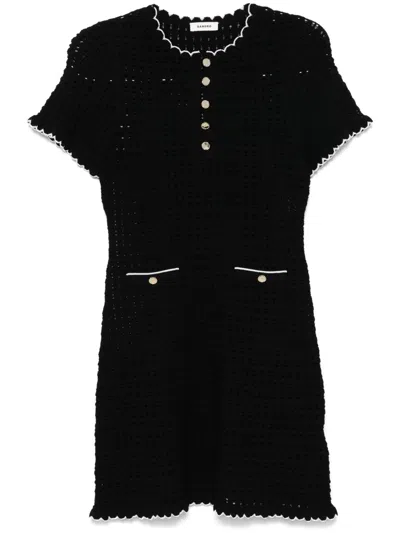 Sandro Open Knit Mini Dress In Black