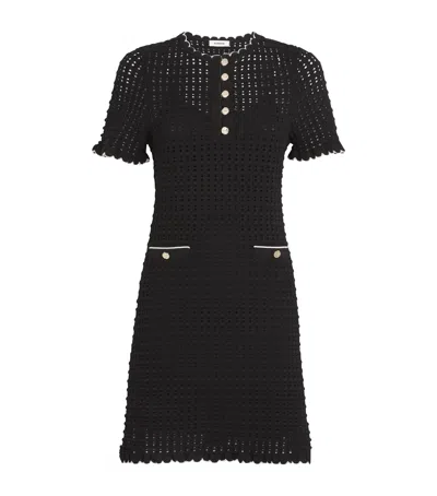 Sandro Open-knit Mini Dress In Black