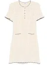 Sandro Open Knit Mini Dress In Neutrals