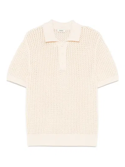 Sandro Open-knit Polo Shirt In Neutral