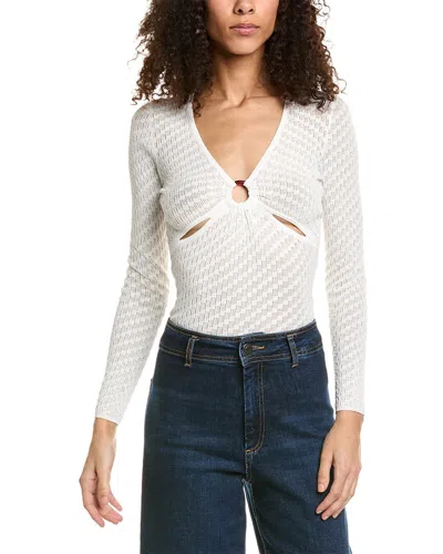 Sandro Open Knit Top In White