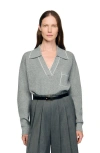 Sandro Open Polo-collar Neck Sweater In Gray