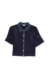 Sandro Openwork Collared Shirt In Blue