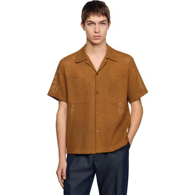SANDRO SANDRO OPENWORK MESH SHIRT