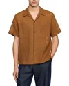 Sandro Openwork Mesh Shirt In Brown