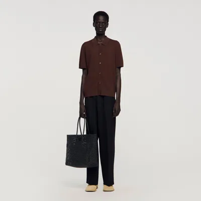 Sandro Openwork Shirt In Brown