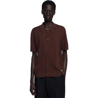 Sandro Openwork Shirt In Brown