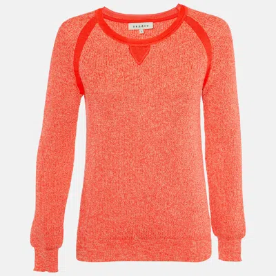 Sandro Orange Heavy Cotton And Polyester Knit Crew Neck Sweater