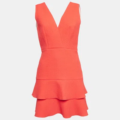 Sandro Orange Textured Jersey Tiered Mini Dress