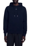 Sandro Organic Cotton Embroidered Hoodie In Black