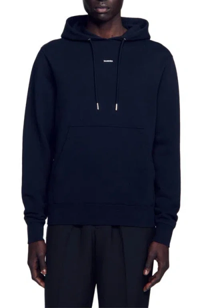 Sandro Organic Cotton Embroidered Hoodie In Black