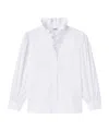 Sandro Lisandra Ruffled-collar Organic-cotton Shirt In White