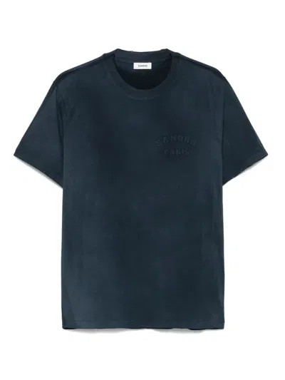 Sandro Organic Cotton T-shirt In Blue