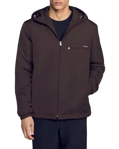 Sandro Orion Hooded Zip Up Jacket In Multi