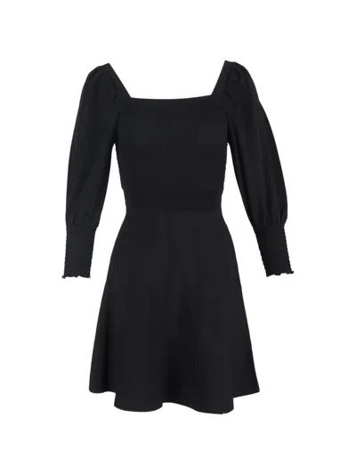 Pre-owned Sandro Ornela Smocked Mini Dress In Black
