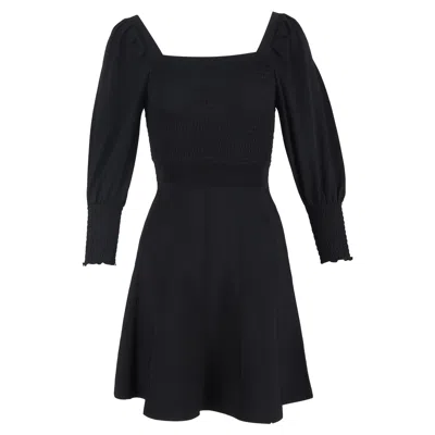 Sandro Ornela Smocked Mini Dress In Black Viscose