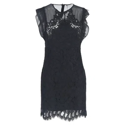 Pre-owned Sandro Ornella Black Lace Dress In Black Viscose In Gray