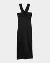 Sandro Ornella Crossover Halter Maxi Dress In Black
