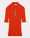 Sandro Ory Ribbed Polo Sweater In Poppy