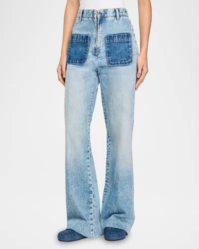 Sandro Oslone High Waisted Wide Leg Jeans In Light Blue Jean In Denim - Jean