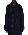 Sandro Double-breasted Wool Coat In Brown