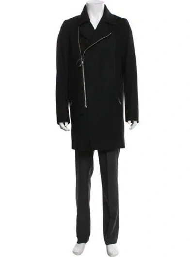 Pre-owned Sandro Overcoat In Black