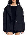 Sandro Oversize Down Jacket In Blue
