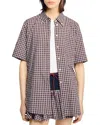 Sandro Oversized Check Shirt In Brown
