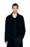 Sandro Oversized Coat With Wing Collar In Black