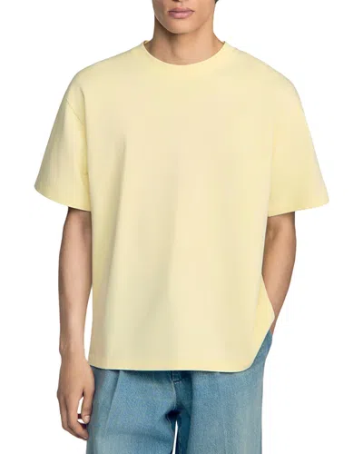 Sandro Oversized Cotton Crewneck T-shirt In Yellow