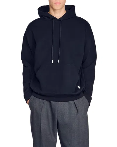 Sandro Oversized Cotton Hoodie In Blue