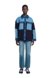 Sandro Celia Denim Mix Oversized Jacket In Blue