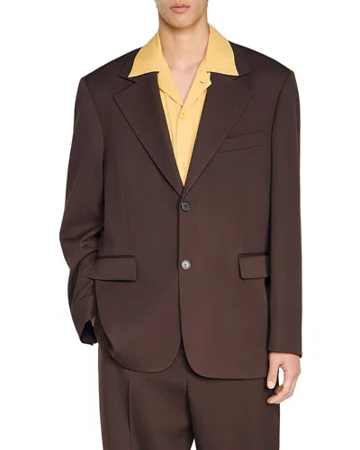 Sandro Oversized Fit Suit Jacket In Brown