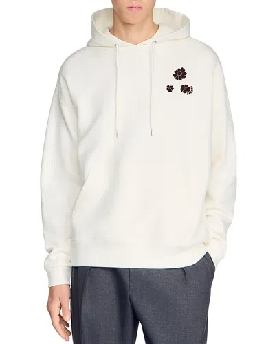 Sandro Oversized Flocked Floral Sweatshirt In Neutral
