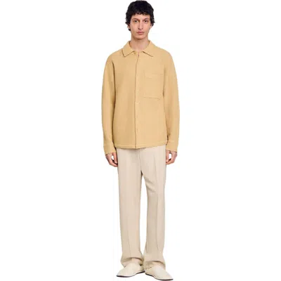 Sandro Oversized Knit Shirt In Nut
