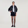 Sandro Oversized Leather Jacket In Black