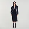 Sandro Oversized Leather Jacket In Black
