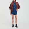 Sandro Oversized Leather Jacket In Brown