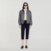 Sandro Oversized Leather-collar Jacket In Gray