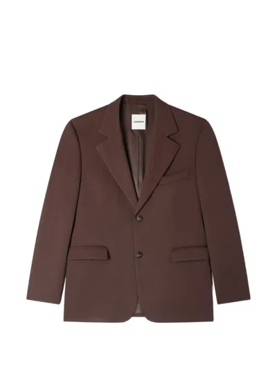 Sandro Oversized Notched Suit Jacket In Brown