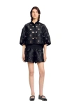 Sandro Oversized Shirt With Rhinestones Holes In Black
