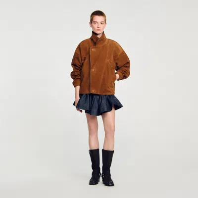 SANDRO OVERSIZED SUEDE JACKET